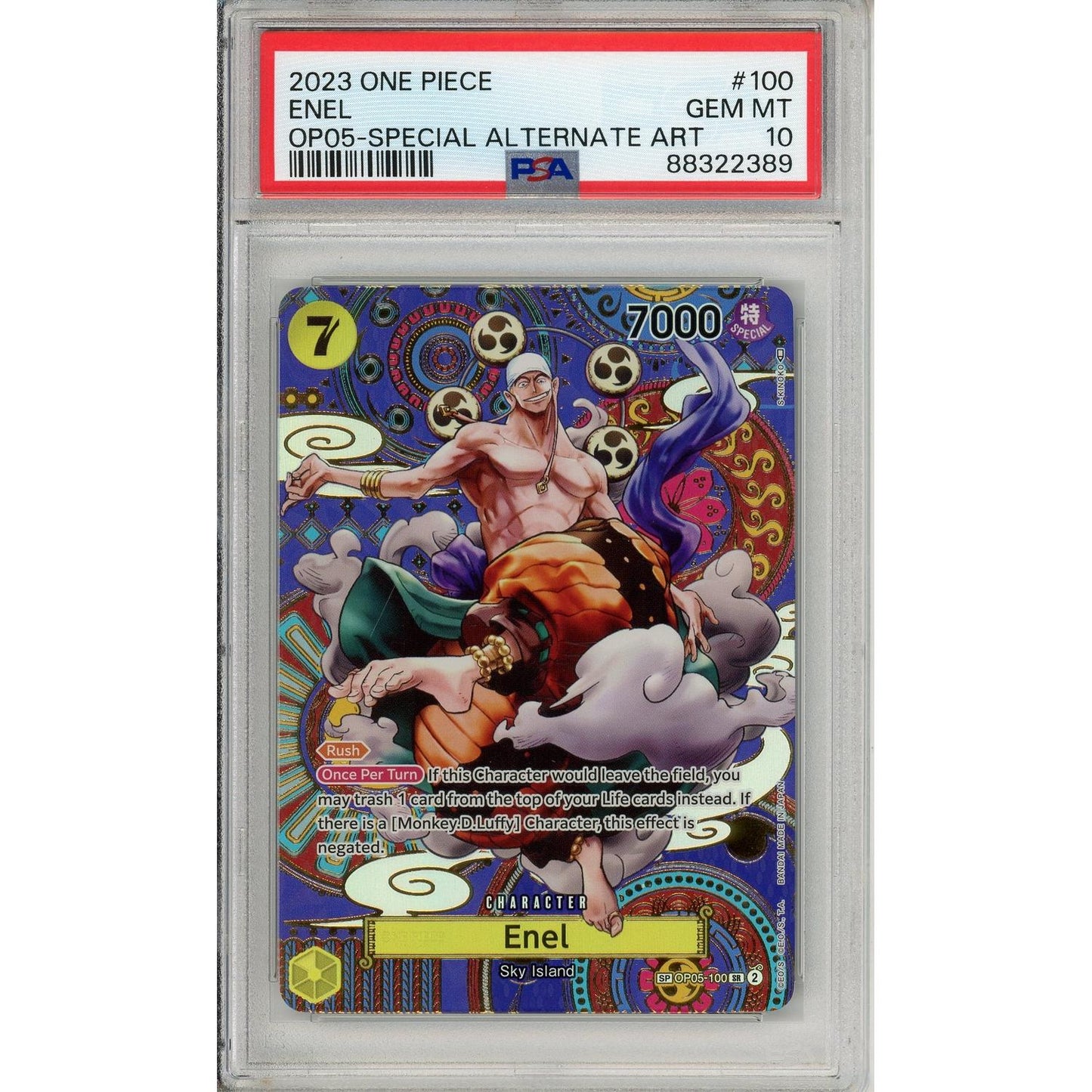 One Piece Graded: Enel Special Alt Art OP05-100 Awakening of a New Era PSA 10
