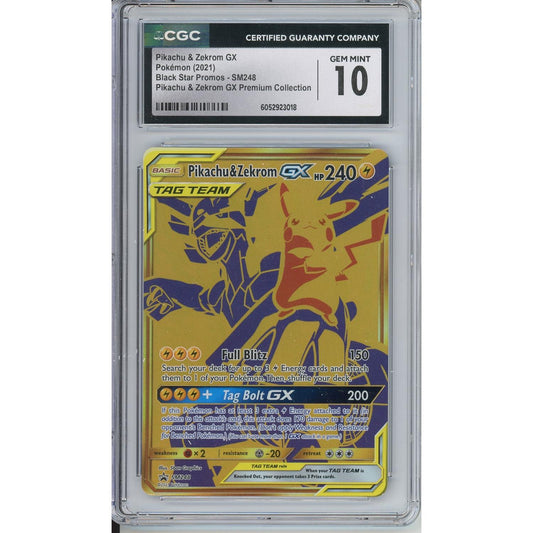 Pokemon Graded: Pikachu & Zekrom GX #SM248 Premium Collection Promo (2021) Holo CGC 10