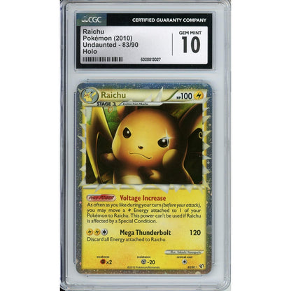 Pokemon Graded: Raichu Prime 83/90 Undaunted (2010) Holo CGC 10
