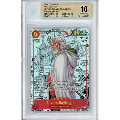 One Piece Graded: Silvers Rayleigh Manga Alt Art OP08-118 Two Legends Beckett 10