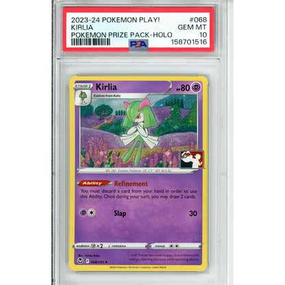 Pokemon Graded: Kirlia #068 2023-2024 Pokemon Play Prize Pack Holo PSA 10