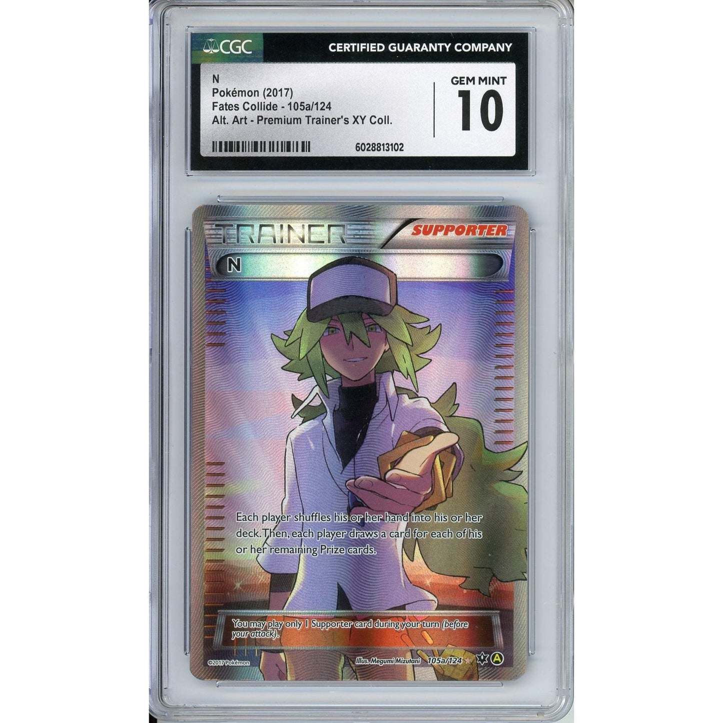 Pokemon Graded: N Trainer 105a/124 Premium Trainer's XY Collection (2017) Alt Art CGC 10