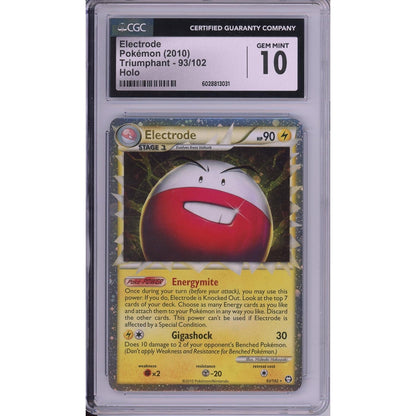 Pokemon Graded: Electrode 93/102 Triumphant (2010) Holo CGC 10