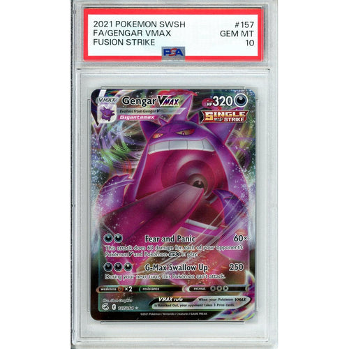 Pokemon Graded: Gengar VMAX 157/264 Fusion Strike (2021) Holo PSA 10