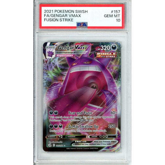 Pokemon Graded: Gengar VMAX 157/264 Fusion Strike (2021) Holo PSA 10