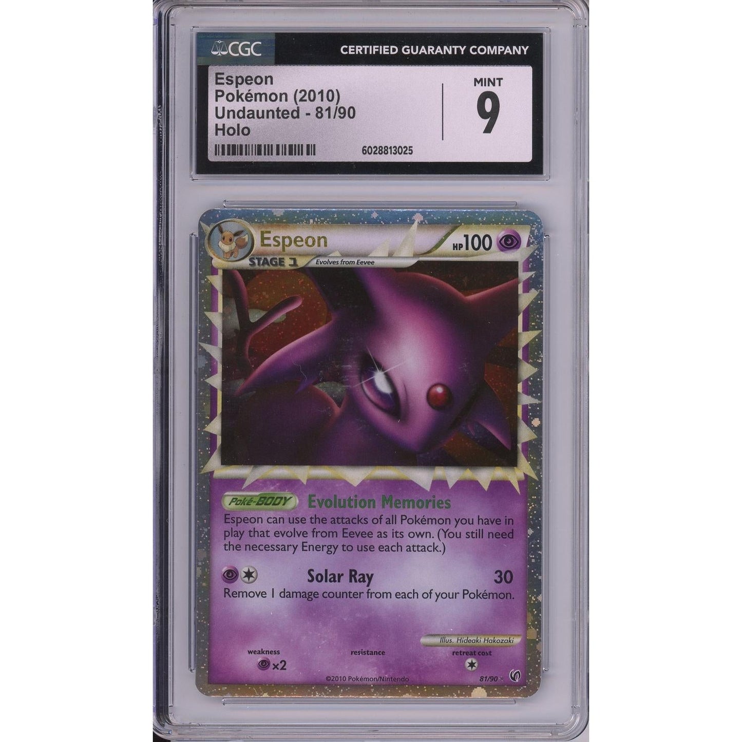 Pokemon Graded: Espeon 81/90 Undaunted (2010) Holo CGC 9