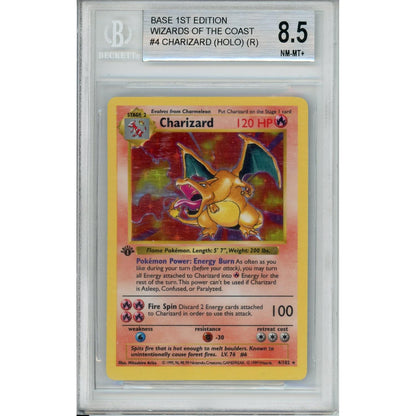 Pokemon Graded: Charizard 1st Edition 4/102 Base Set Shadowless (1999) Holo Beckett 8.5