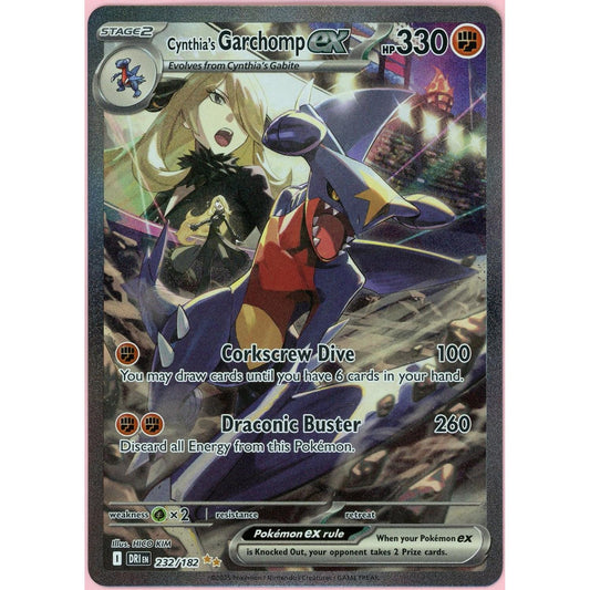 Pokemon Single: Cynthia's Garchomp ex 232/182 Destined Rivals (2025) SIR NM
