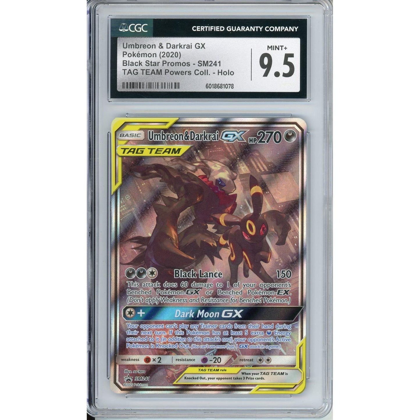 Pokemon Graded: Umbreon & Darkrai #SM241 Tag Team Powers Collection Promo (2020) Holo CGC 9.5
