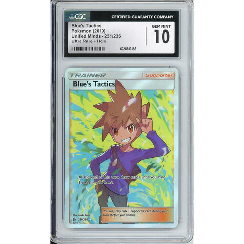 Pokemon Graded: Blue's Tactics Trainer 231/236 Unified Minds (2019) Ultra Rare Holo CGC 10
