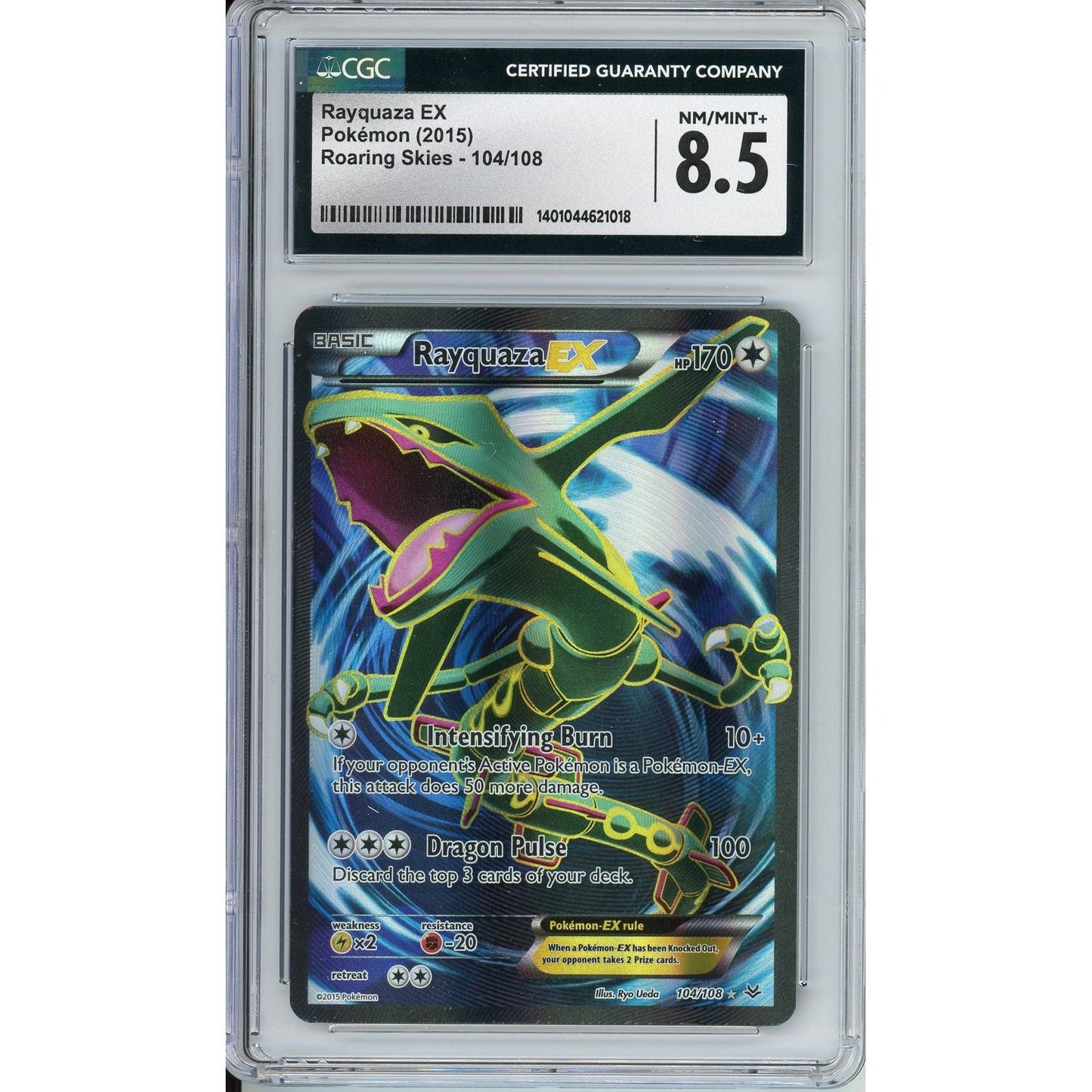 Pokemon Graded: Rayquaza EX 104/108 Roaring Skies (2015) Holo CGC 8.5