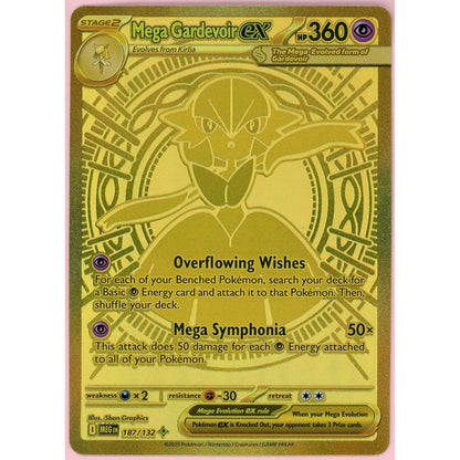 Pokemon Single: Mega Gardevoir ex 187/132 Mega Evolution (2025) Gold SIR NM