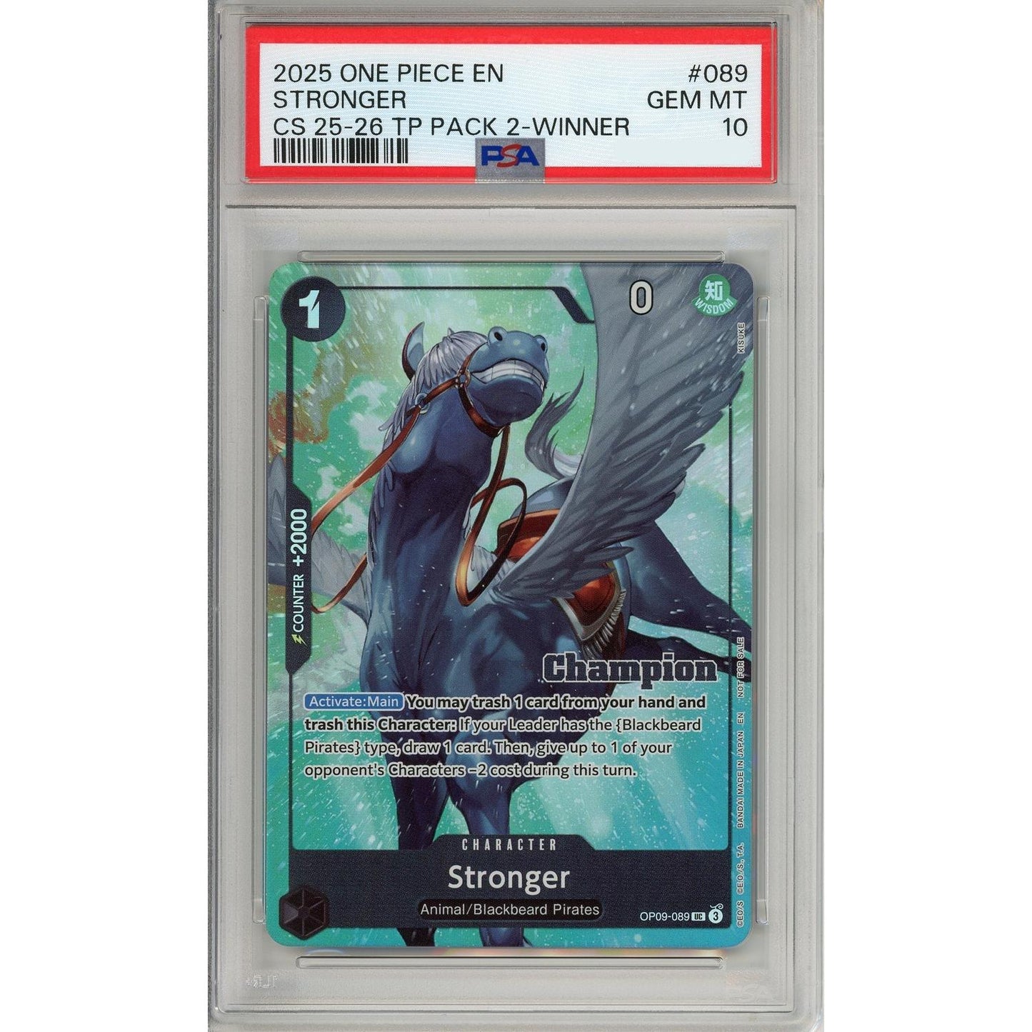 One Piece Graded: Stronger OP09-089 Championship 25-26 Winner PSA 10