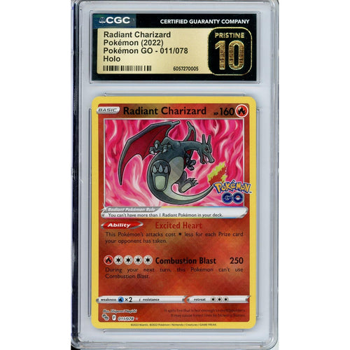 Pokemon Graded: Radiant Charizard 11/78 Pokemon Go (2022) Holo CGC Pristine 10