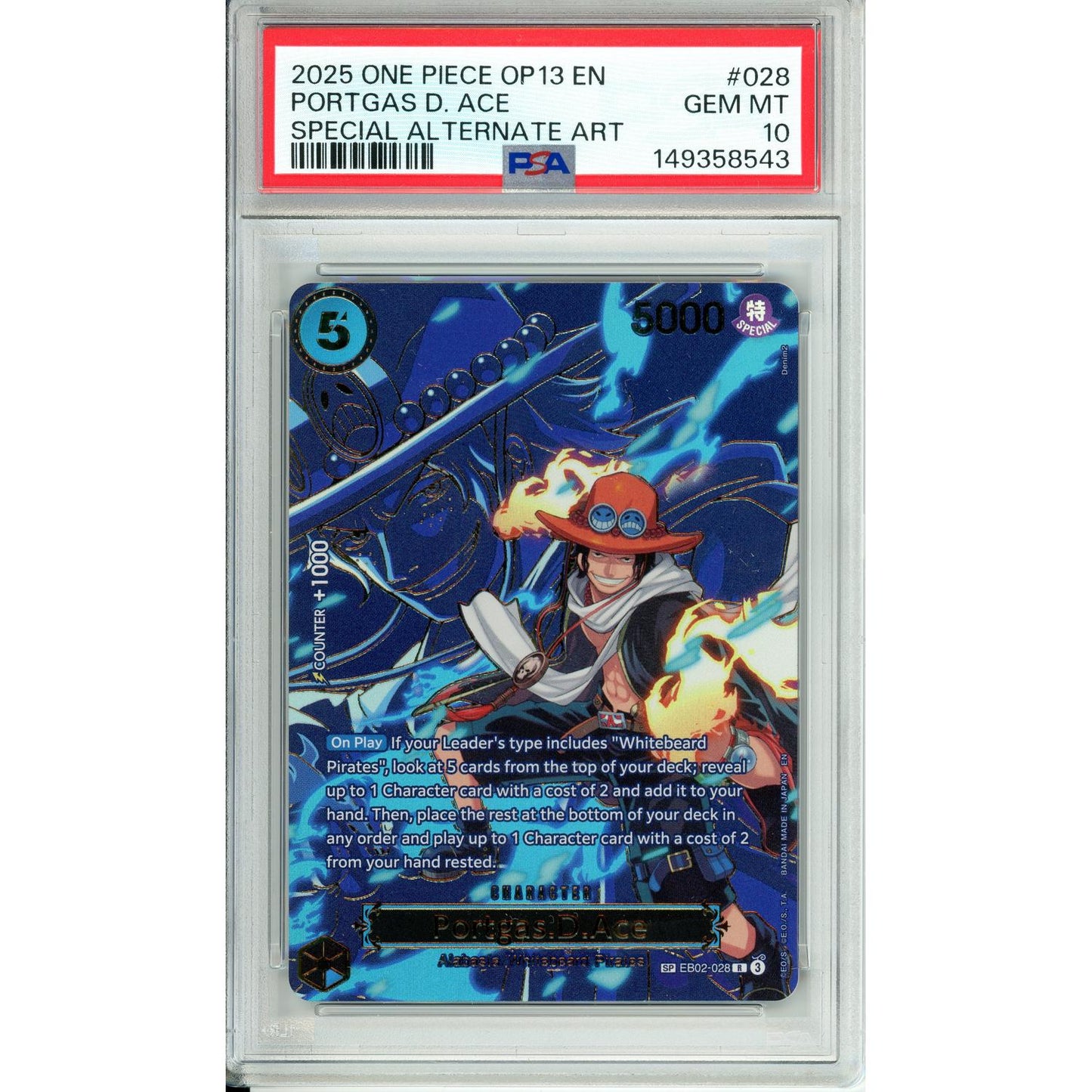 One Piece Graded: Portgas D. Ace OP13 Special Alternate Art PSA 10