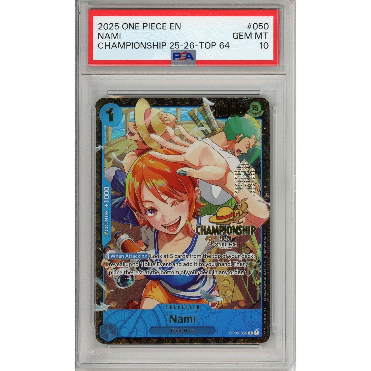 One Piece Graded: Nami OP09-050 Championship 25-26 Top 64 PSA 10