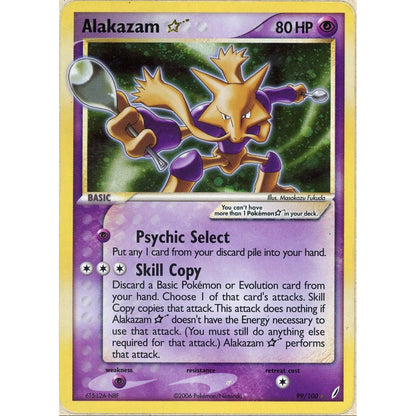 Pokemon Single: Alakazam Gold Star 99/100 Crystal Gaurdians 2006 (HP) Holo