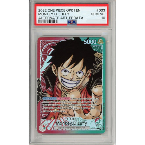 One Piece Graded: Monkey D. Luffy OP01-003 Leader Alternate Art PSA 10
