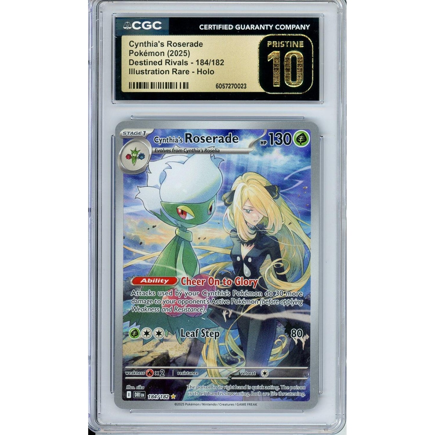 Pokemon Graded: Cynthia's Roserade 184/182 Destined Rivals (2025) Illustration Rare Holo CGC Pristine 10