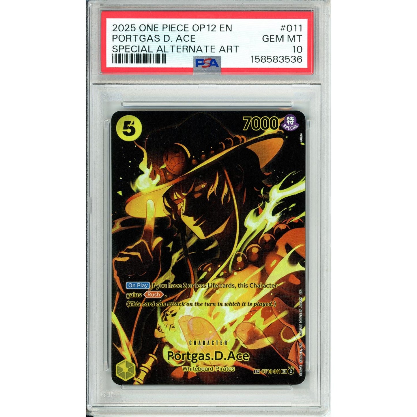 One Piece Graded: Portgas D. Ace ST13-011 Special Alternate Art PSA 10