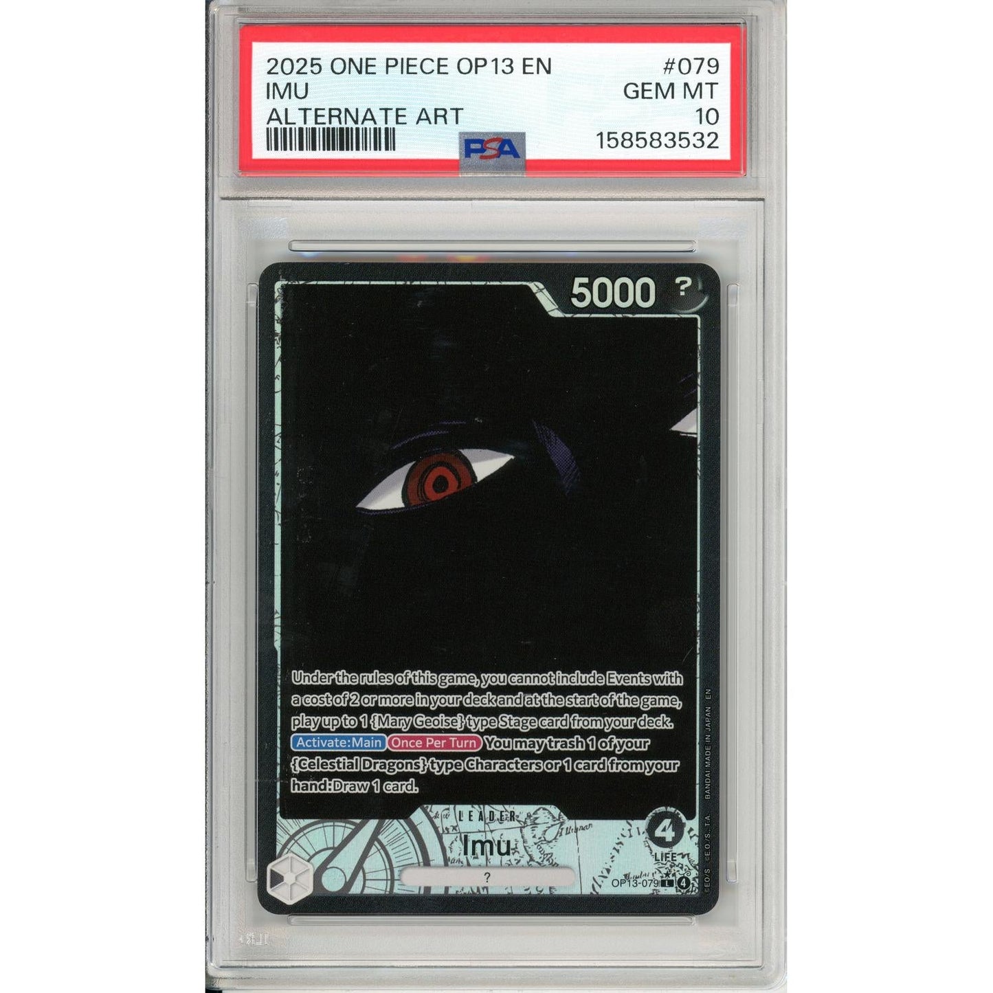 One Piece Graded: Imu OP13-079 Carrying On His Will Alt Art PSA 10