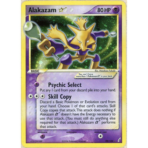 Pokemon Single: Alakazam Gold Star 99/100 Crystal Gaurdians 2006 MP