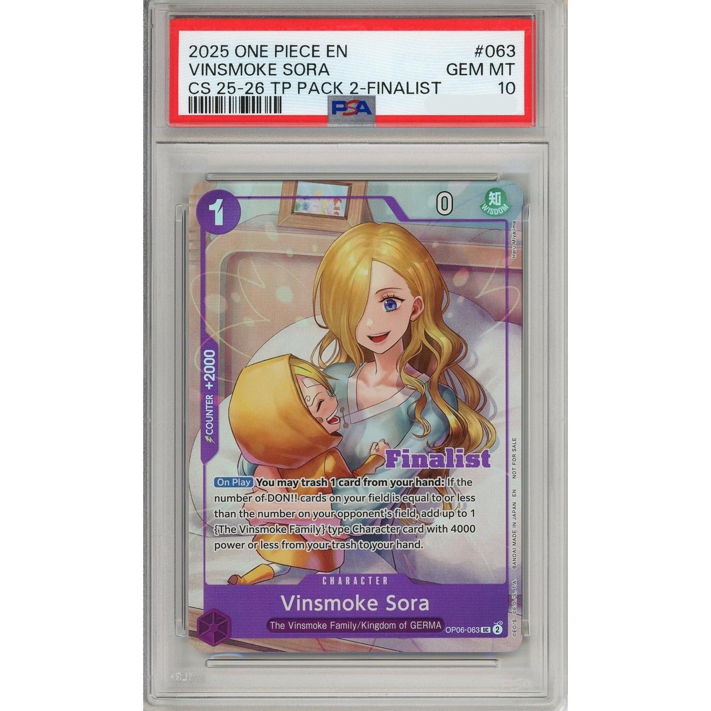 One Piece Graded: Vinsmoke Sora OP06-063 Championship 25-26 Finalist PSA 10