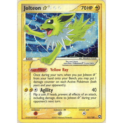 Pokemon Single: Jolteon Gold Star 101/108 Power Keepers 2007 (DMG) Holo