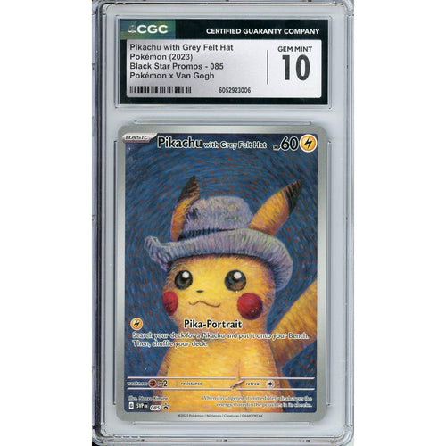 Pokemon Graded: Pikachu with Grey Felt Hat #85 Pokemon x Van Gogh Black Star Promo (2023) CGC 10
