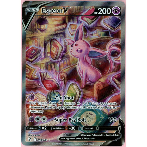 Pokemon Single: Espeon V 180/203 Evolving Skies (2021) Full Art NM