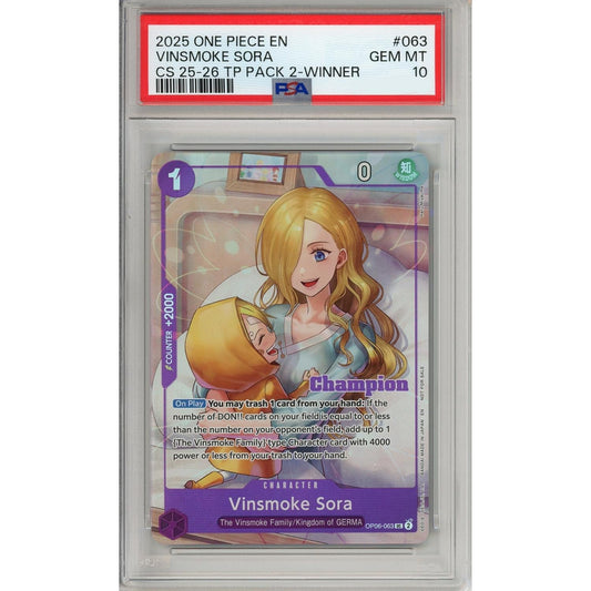 One Piece Graded: Vinsmoke Sora OP06-063 Championship 25-26 Winner PSA 10