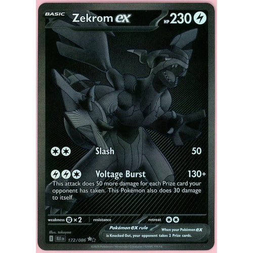 Pokemon Single: Zekrom ex 172/86 Black Bolt (2025) Holo NM
