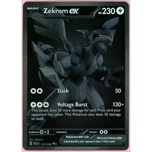 Pokemon Single: Zekrom ex 172/86 Black Bolt (2025) Holo NM