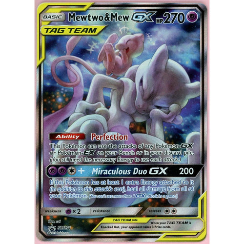 Pokemon Single: Mewtwo & Mew GX #SM191 Power Partnership Tins Promo (2019) Full Art Holo NM