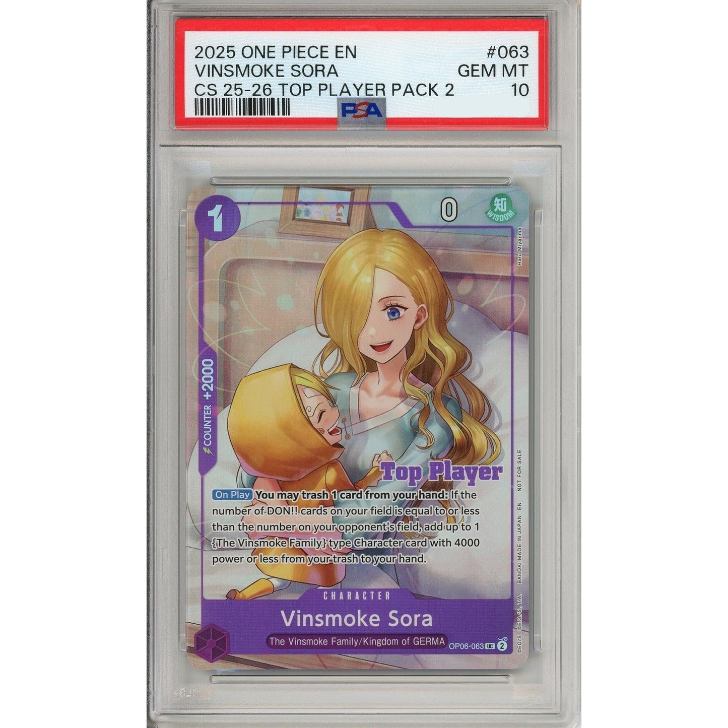 One Piece Graded: Vinsmoke Sora OP06-063 Championship 25-26 Top Player PSA 10