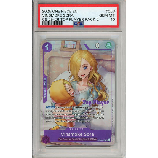 One Piece Graded: Vinsmoke Sora OP06-063 Championship 25-26 Top Player PSA 10