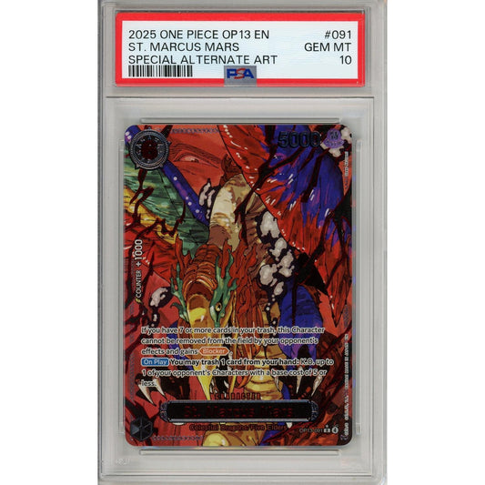 One Piece Graded: St. Marcus Mars OP13-091 Special Alternate Art PSA 10