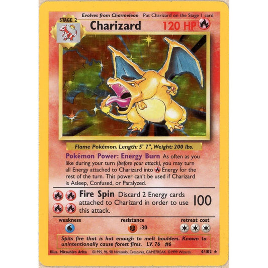 Pokemon Single: Charizard 4/10 Base Set (1999) Holo MP