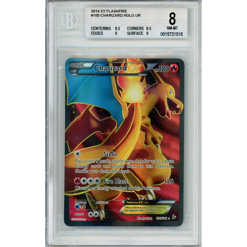 Pokemon Graded: Charizard EX 100/106 XY Flashfire (2014) Holo Beckett 8