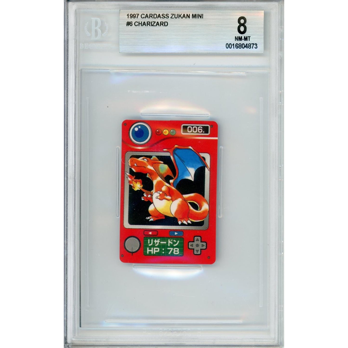 Pokemon Graded: Charizard #6 Carddass Zokan Mini (1997) Beckett 8