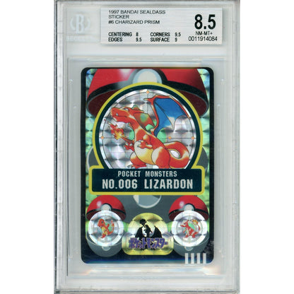 Pokemon Graded: Charizard #6 Bandai Carddass Prism Sticker (1997) Beckett 8.5