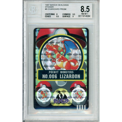 Pokemon Graded: Charizard #6 Bandai Carddass Prism Sticker (1997) Beckett 8.5