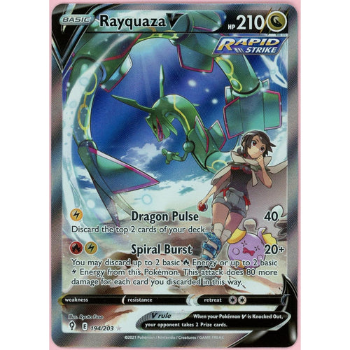 Pokemon Single: Rayquaza V 194/203 Evolving Skies (2021) Alternate Art NM