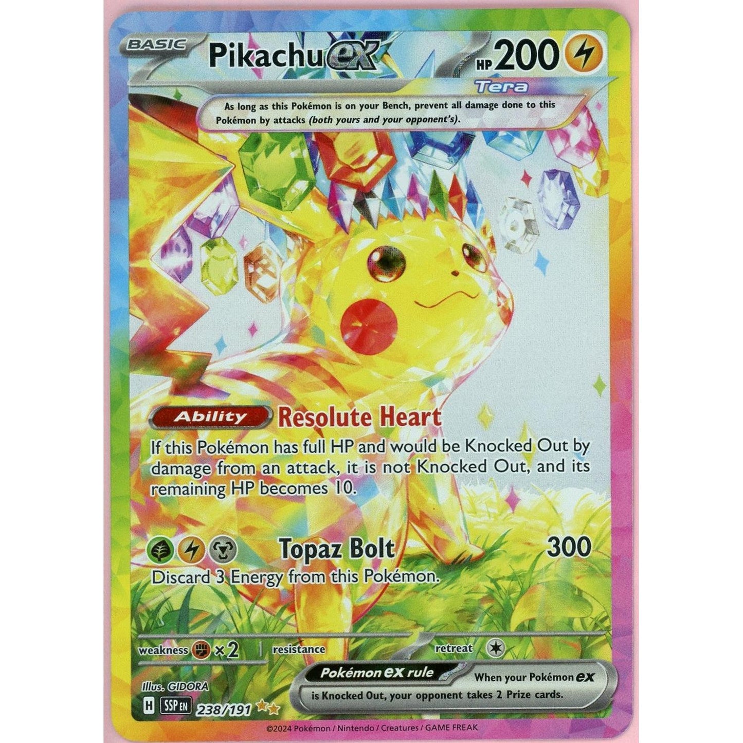 Pokemon Singles: Pikachu ex 238/191 Surging Sparks (2024) SIR NM