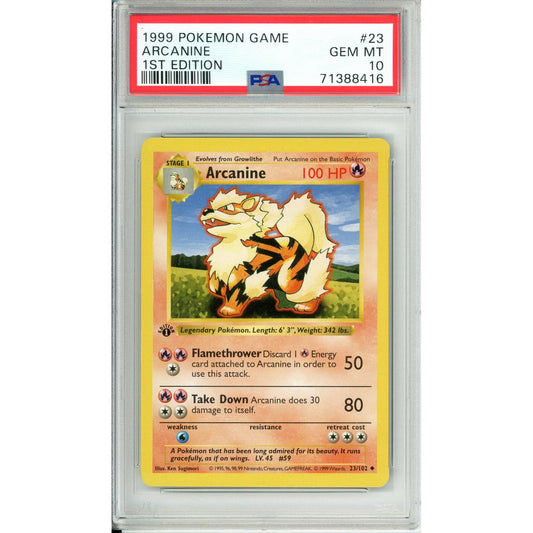 Pokemon Graded: Arcanine 1st Edition 23/102 Base Set (1999) PSA 10