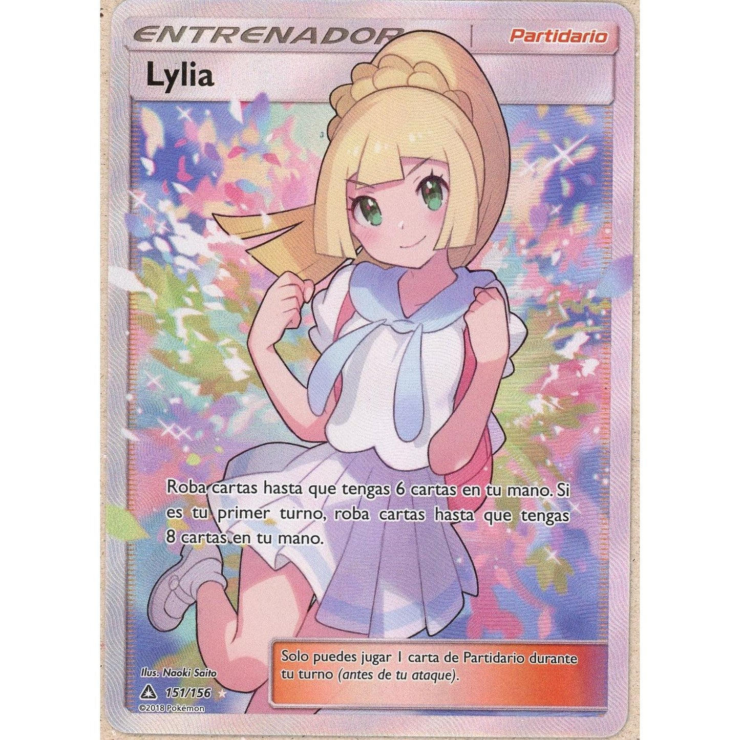 Pokemon Single: SPANISH Lillie 151/156 Ultra Prism (2018) Alt Art DMG