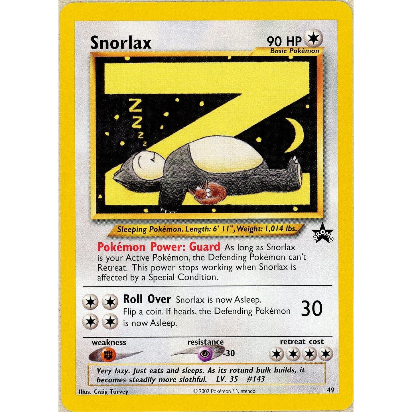 Pokemon Single: Snorlax #49 WOTC League Promo (2002) NM