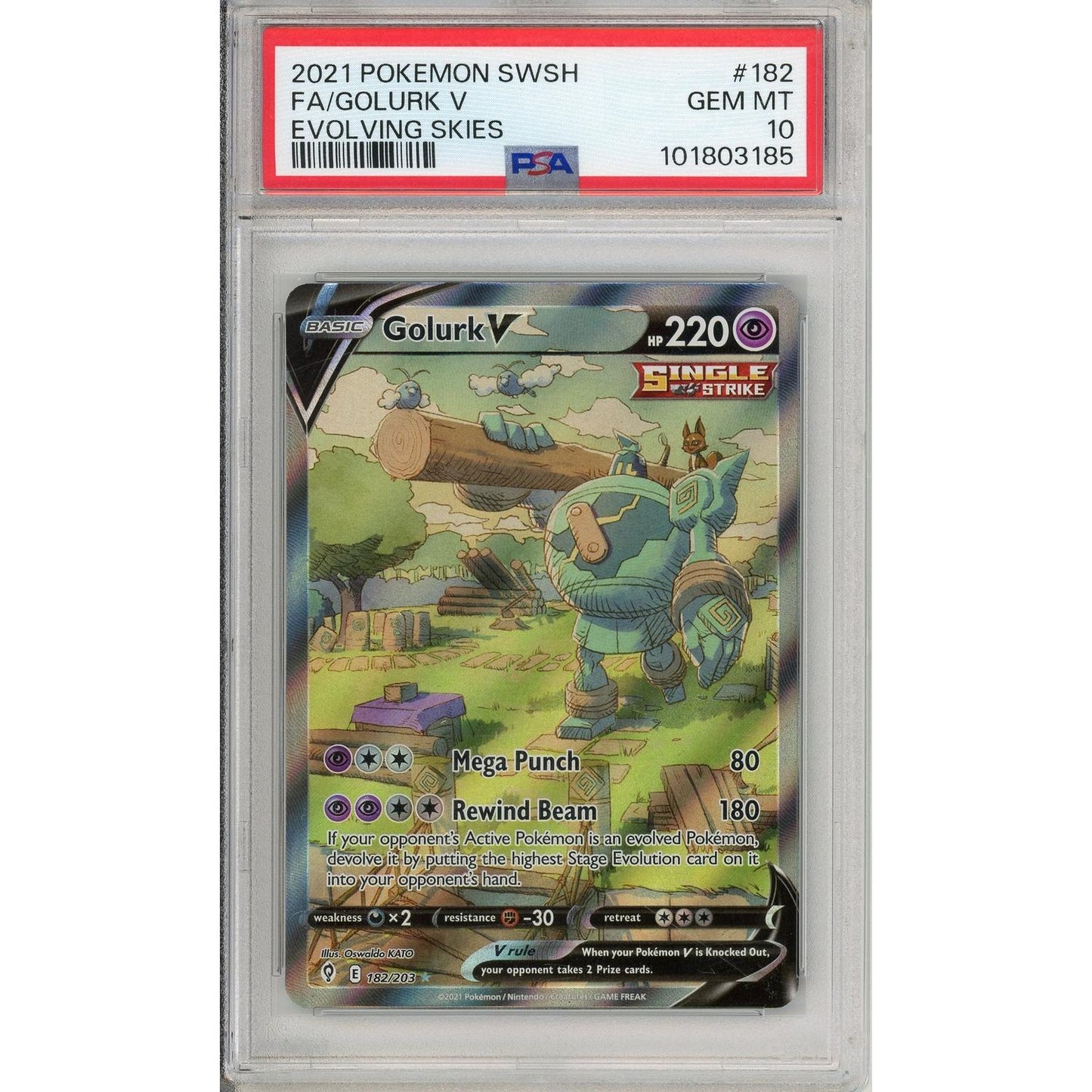 Pokemon Graded: Golurk V 182/203 Evolving Skies (2021) Full Art Holo PSA 10