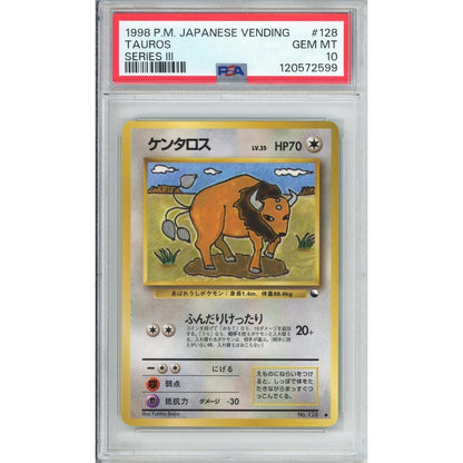 Pokemon Graded: JP Tauros #128 Vending Series III (1998) PSA 10