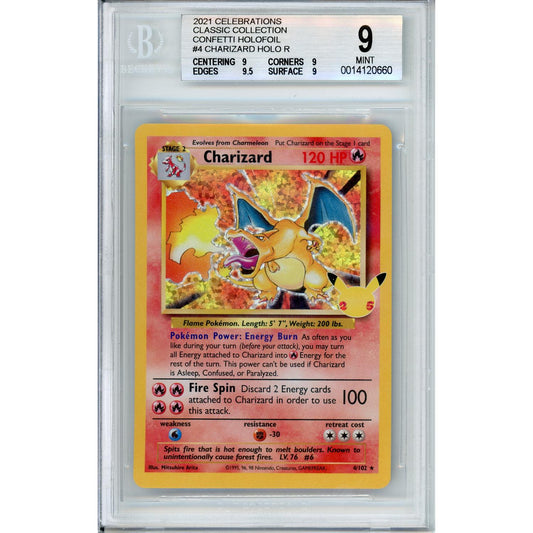 Pokemon Graded: Charizard #4 Celebrations Classic Collection (2021) Holo Beckett 9
